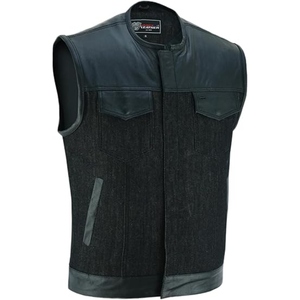 Custom <b>Men's</b> Genuine Leather Motorcycle Club <b>Vest</b> Quilted Biker Riding Waistcoat Premium Cowhide Leather Zip <b>Vest</b> - Product Image 1