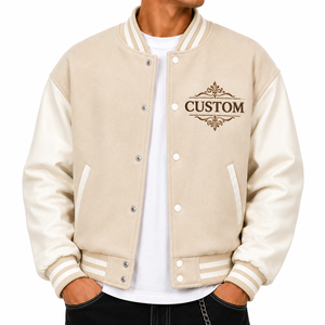 Chaqueta Varsity Personalizada de Textura Suave Premium con Mangas Acanaladas Reversibles, Diseño Clásico con Botones, Estilo Urbano Unisex - Product Image 3