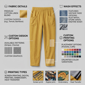 REDDITO SPORTS <b>Women</b> Plus Size Joggers Sweatpants Oxford Fabric Elastic Waist Sport Casual Regular Fit 100% Cotton for Wash - Product Image 4