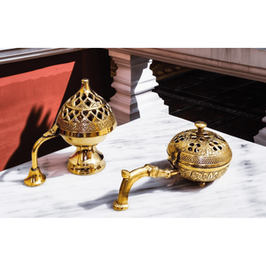 Brûleur d'encens traditionnel en laiton - Décoration spirituelle écologique pour la maison - Finition antique - Couleur et taille personnalisables - Product Image 1