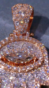 Iced Out Pendant Rose Gold Hip Hop <b>Diamond</b> <b>Simulated</b> Stone Lucky Charm Necklace Jewelry Gift - Product Image 5