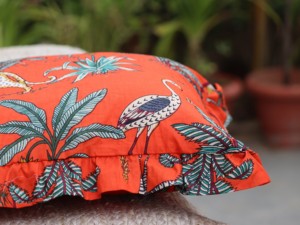 Funda de Cojín Cuadrada Bohemia Hecha a Mano, 100% Algodón, Estampada a Mano con Motivos Vegetales, Ecológica, Duradera, Suave y Personalizable - Product Image 4