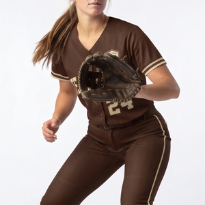 Maillot de baseball personnalisé à col en V, boutonné, manches courtes, avec nom et numéro d'équipe, ensemble uniforme de qualité supérieure - Product Image 3