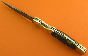 Back <b>Lock</b> Customized Damascus Steel Blade Straight Pocket <b>Knife</b> brass booster engraved wood Handle Leather Sheath Outdoor - Product Image 4