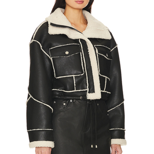แจ็คเก็ตหนัง _ แจ็คเก็ตแฟชั่นหนังสั่งทำสำหรับผู้หญิง รับสั่งจำนวนมาก - Product Image 3