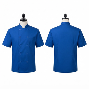 เสื้อเชฟยูนิเซ็กซ์ พรีเมียม 245 GSM ผ้าโพลีเอสเตอร์/คอตตอนทวิล ระบายอากาศได้ดี ทนทาน สีแดงเลือดหมู แขนสั้น ปักลายตามสั่ง ผ้าไหม สำหรับชุดยูนิฟอร์ม - Product Image 6