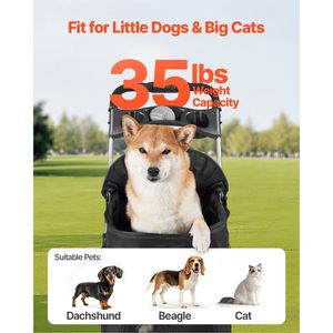 Carrito Plegable para Perros con 4 Ruedas, Ventanas de Malla Desmontables, Capacidad de Peso de 35 Libras para Gatos y Mascotas Pequeñas - Product Image 3