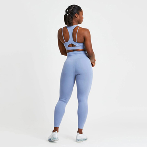 Latest Collection High Quality Women Yoga Set Plain Dyed Solid Color Spandex/Polyester Breathable Lightweight Customizable - Product Image 2