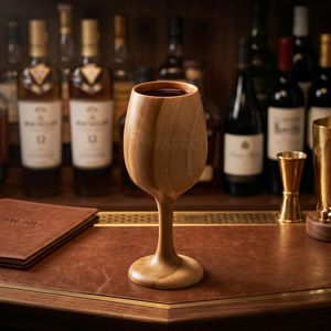 Eco-Friendly Wooden Shot Glass <b>Goblet</b> Hand-Carved Classic Design 150ml Capacity Bar Tableware for Cocktail & <b>Wine</b> - Product Image 5