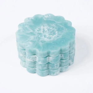 High Quality Eco-Friendly Blue Transparent Epoxy Resin <b>Coasters</b> Handmade Food Grade FAIZA CRAFT <b>Ceramic</b> Metal Tea Coffee Drink - Product Image 1