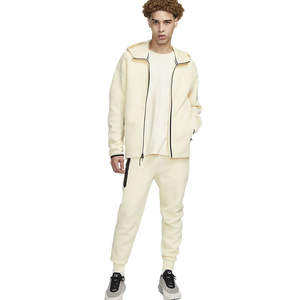 Conjunto Deportivo Beige para Hombre, Chaqueta con Cierre Completo, Pantalones Jogger Regular, Ropa Deportiva Informal, Transpirable, Ligera y Ecológica - Product Image 1