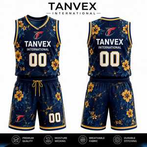 Ensemble d'uniformes de basketball pour hommes, respirant, confortable, 100% polyester, respectueux de l'environnement, sans manches, col en V, taille personnalisée, professionnel - Product Image 5