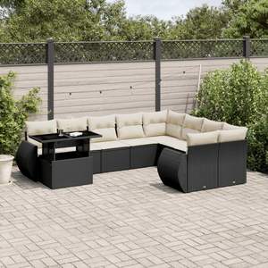 Conjunto de Sofás de Jardín en Negro y Blanco Crema para Muebles de Patio - Product Image 1