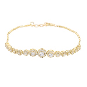 กำไลข้อมือเทนนิสทรงสมมาตรชุบทองคำขาวโรเดียม 14KT/18KT ประดับเพชรธรรมชาติคุณภาพสูงสำหรับผู้หญิงที่มีรสนิยม - Product Image 1