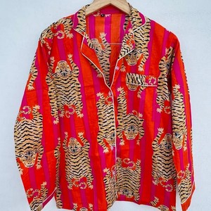 Conjunto de Pijama de Manga Larga con Estampado de Tigre para Mujer, Tejido de Poliéster Suave, Ropa de Dormir de Verano, Ropa de Noche a la Moda - Product Image 5