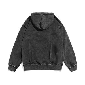 Sweat à capuche personnalisé Streetwear brodé de strass, coupe classique, en polaire épaisse, effet délavé vintage - Product Image 2