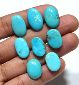 Turquoise naturelle d'Arizona, cabochon ovale, pierre précieuse en vrac pour la fabrication de bijoux, vente en gros de pierres de turquoise d'Arizona - Product Image 1