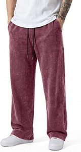 Men's <b>Brown</b> Canvas Sweatpants Elastic Waist Drawstring Casual <b>Joggers</b> Side Pockets Lightweight Summer Straight Style - Product Image 5