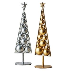 Artesanías únicas Modelos de árbol de Navidad de metal Objeto personalizado decorativo Árbol de Navidad galvanizado con base de madera Estrella roja en la parte superior - Product Image 2