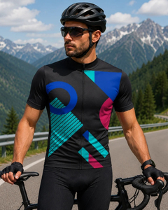 Maillot de cyclisme pour homme à manches courtes, orange et noir à rayures, respirant, séchage rapide, pour la route et le VTT - Product Image 6