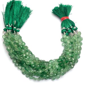 AAA+ Quartz 5mm-7mm Faceted Heart Briolette Beads Natural Green Strawberry Quartz Semi Precious Gemstone Loose Beads For Jewelry - Product Image 3