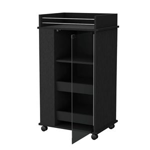 Salice Park Black Bar Cart con porta di vetro portabottiglie e ruote per bevande set di servizio - Product Image 3