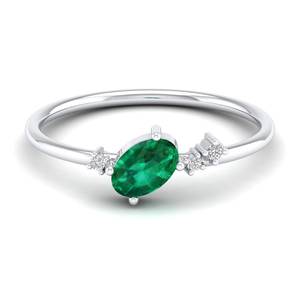 REYES Original Design 14K Solid Gold Emerald Gemstone with Moissanite Engagement <b>Rings</b> For <b>Women</b> OEM ODM Custom Jewelry - Product Image 1