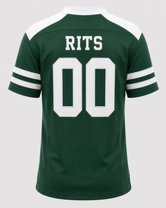 RITS Men's Green American Football Jersey O-Neck Short Sleeve Tackle Moisture Wicking Breathable Anti-Bacterial Adjustable Strap - Product Image 6