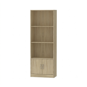 Meuble de rangement moderne 1731 Combo Showcase, bibliothèque à 3 niveaux avec étagères ouvertes, armoire de rangement en bois, placard blanc à 2 portes - Product Image 2