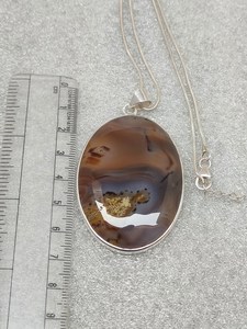 Colgante de Plata de Ley con Ágata Dendrítica Grande Hecho a Mano, Joyería Elegante, Regalo de Aniversario - Product Image 2