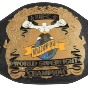 Ceinture de championnat UFC World Superfight en cuir noir avec design or et bleu, qualité supérieure, pour les fans et les collectionneurs de MMA - Product Image 6