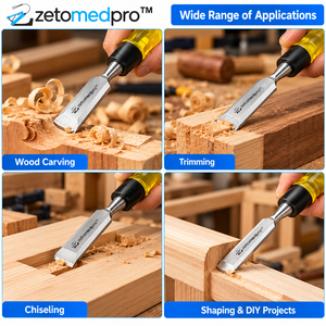 Juego de 4 Cinceles para Madera con Hojas de Acero Biseladas Afiladas, Mangos Ergonómicos de 1/4, 1/2, 3/4 y 1 Pulgada, Herramienta para Trabajar la Madera y Joyería ZETOMEDPRO - Product Image 5