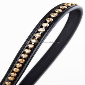 Banda de cuero de alta calidad para cabeza de caballo, banda de cuero de canal vacío con diseño de 1 Fila de cristales transparentes, mega banda ostentosa para cejas - Product Image 3