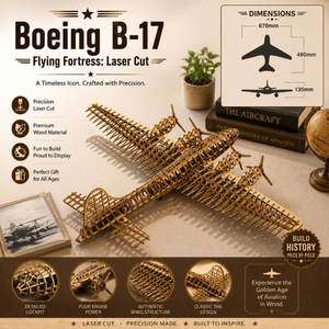 ชุดประกอบโมเดลเครื่องบินโบอิ้ง B-17 ฟลายอิ้งฟอร์เทิร์ส ทำจากไม้ ตัดด้วยเลเซอร์ ประกอบเอง เหมาะสำหรับนักสะสมเครื่องบินและตั้งโชว์ในบ้าน - Product Image 4