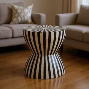 Mesa Auxiliar y Mesita de Noche de Bambú con Incrustaciones de Madera, Hechas a Mano, de Lujo, para Dormitorio, Sala de Estar, Decoración del Hogar, Origen India, RR ENTERPRISES - Product Image 3