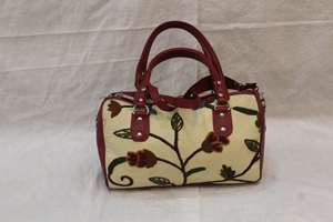 Bolso de lona de Cachemira con bordado Ari, correa de cuero PU, bolso de mano floral, bolso de viaje, logotipo personalizado - Product Image 5