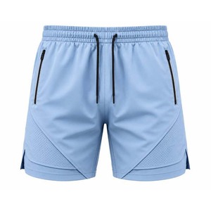 Men's Beige Quick Dry Sports <b>Shorts</b> With <b>Zip</b> <b>Pockets</b> Drawstring Waist Casual Gym Wear - Product Image 2
