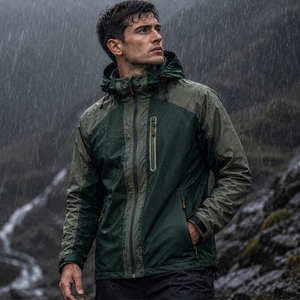 Chaqueta Impermeable para Hombre, Talla Grande, con Capucha y Cremallera, Cortavientos, Chaqueta Informal de Poliéster para Otoño - Product Image 4
