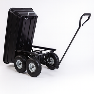 Carretilla de Polietileno Resistente de 7.0 Pies Cúbicos, Capacidad de 300 kg, Neumáticos Neumáticos de 10 Pulgadas para Transportar Leña, Tierra y Estiércol, Color Negro, ODGGAR027 - Product Image 2