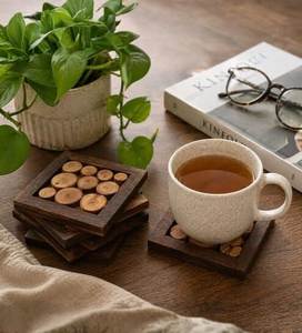 Luxury Wooden Coaster Set Round Natural <b>Wood</b> <b>Slices</b> Heat Resistant Modern Eco-Friendly Reusable Table Mats Pads - Product Image 1