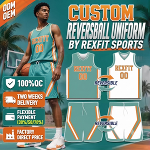 Ensemble de maillot de basket Rexfit SPORTS Breakers bleu et jaune, sublimé, en mesh respirant, pour homme adulte, coupe classique, style débardeur à col en V - Product Image 4