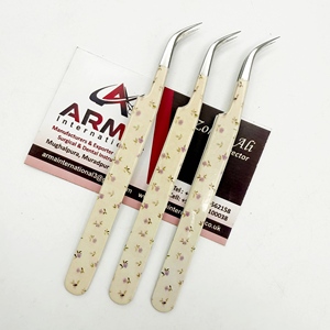 Pinzas de Aislamiento Curvas Ecológicas con Punta Recubierta de Papel, Pinzas Sostenibles para Extensión de Pestañas con Marca Privada - Product Image 1