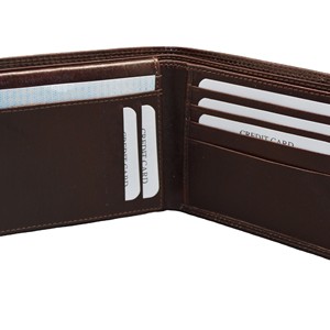 Portefeuille fin en cuir véritable pour homme, style vintage marron, avec fermeture à rabat minimaliste, pour usage quotidien, anti-RFID, personnalisable - Product Image 3