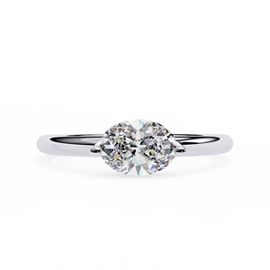 Bague de fiançailles ovale East West avec diamant de laboratoire de 1 carat, or 14 carats, rapport IGI, diamant VS DEF pour anniversaire, mariage - Product Image 2