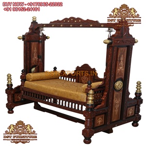 Columpio de madera tallada pesada para el hogar, diseño del Real Maharaja, Columpio de artesanía india exclusiva para sala de estar - Product Image 3