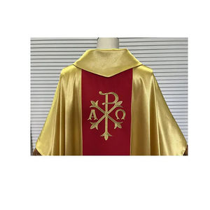 Casulla de Sacerdote en Satén Dorado con Bordado de Cruz, Diseño Personalizado 2026, Casulla Bordada de Alta Calidad con Nuevo Diseño - Product Image 6