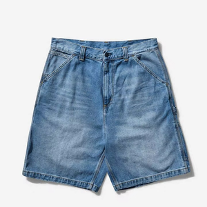 Shorts de Mezclilla Azul Casual para Hombre de Calidad Premium con Logotipo Personalizado Transpirable, Bordado Desgastado y Patrón Sólido - Product Image 1