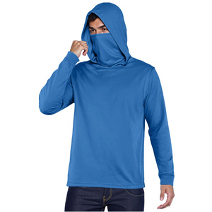 Custom High Quality Men's Blue And Camouflage Long Sleeve Hoodie Sublimation Print Quick Dry UPF 50 Fishing Wear - Product Image 1