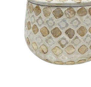 Boîtes et pots en nacre, élégants récipients en mosaïque de coquillages brillants avec couvercle assorti, design d'ameublement pour la maison - Product Image 4