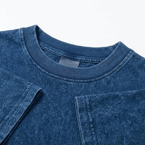 T-shirt surdimensionné personnalisé en coton délavé pour homme – Coupe ample, bleu vintage, style streetwear – Logo personnalisé, OEM, vente en gros - Product Image 3